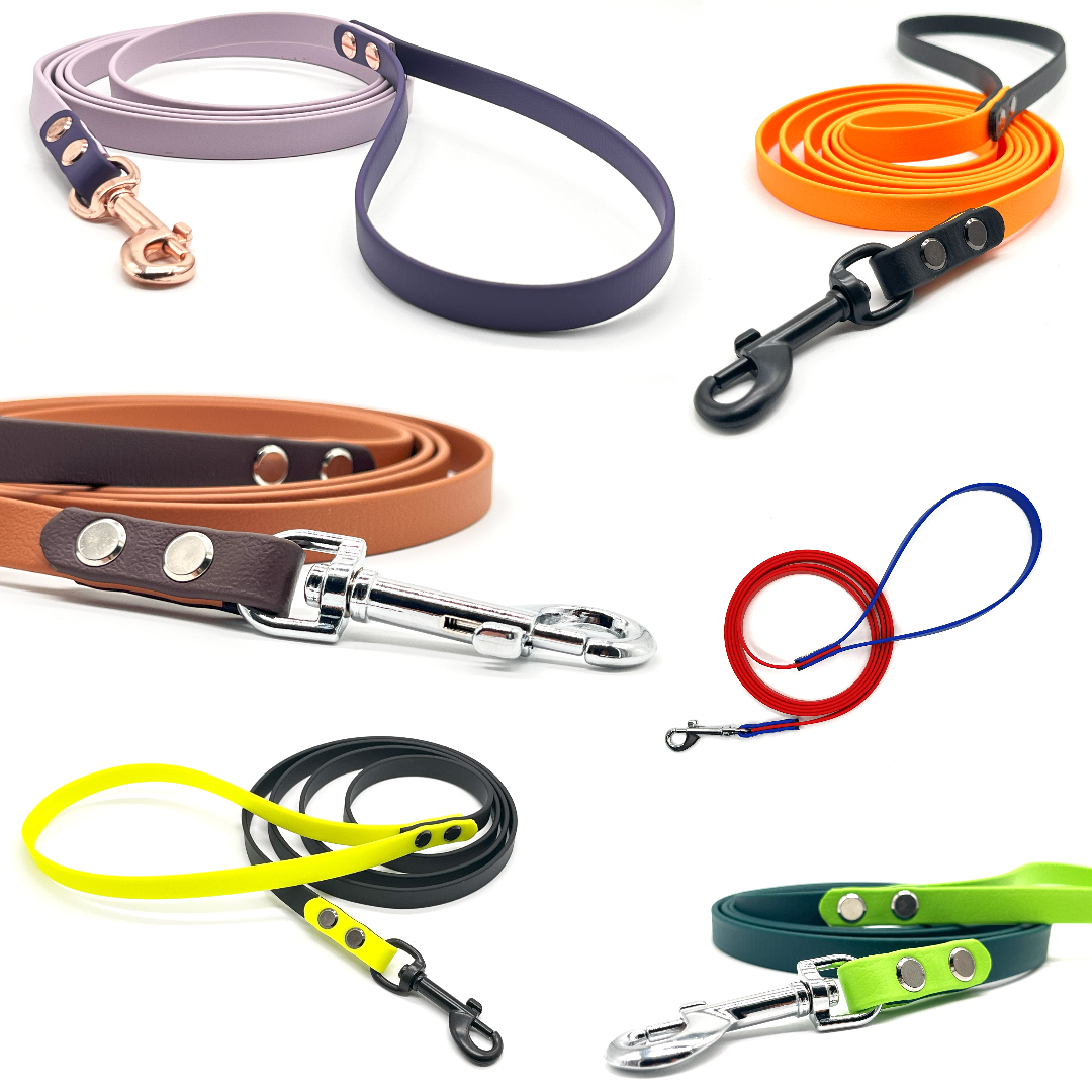 Gestallte deine neue individuelle  2-farbige Hundeleine  mit Handschlaufe aus 13mm Biothane in deiner Länge: 1m, 2m, 3m, 5m, 10m, 15m, 20m